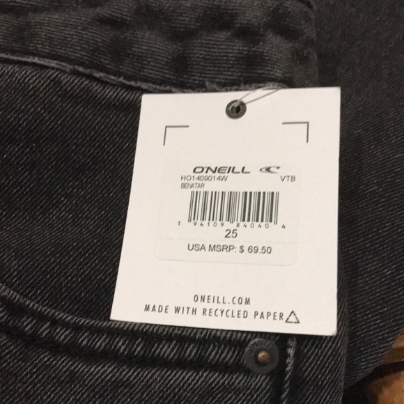 ONeill Distressed Denim Jeans NEW Womens Size 2 Waist 25 Faded Black Button Fly - Picture 5 of 14
